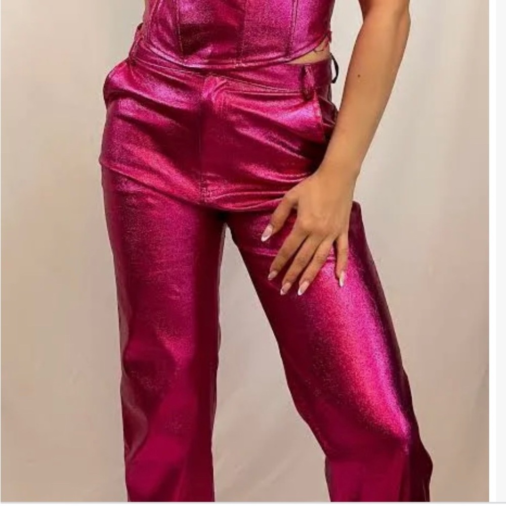 METALLIC, SPARKLY, PINK, PANTS